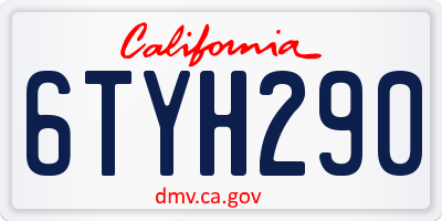 CA license plate 6TYH290