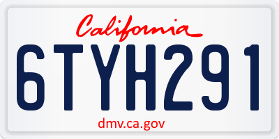 CA license plate 6TYH291