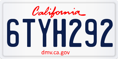 CA license plate 6TYH292