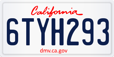 CA license plate 6TYH293