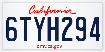 CA license plate 6TYH294