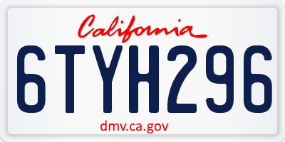 CA license plate 6TYH296