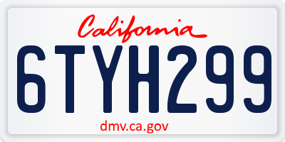 CA license plate 6TYH299