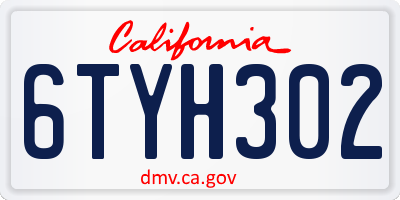 CA license plate 6TYH302
