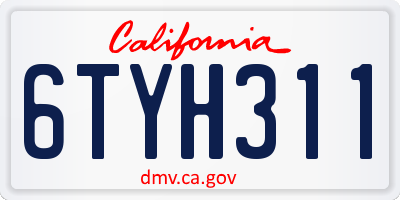 CA license plate 6TYH311