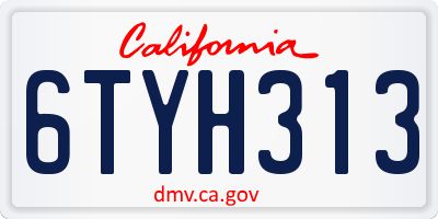 CA license plate 6TYH313