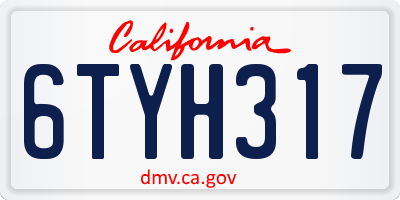 CA license plate 6TYH317