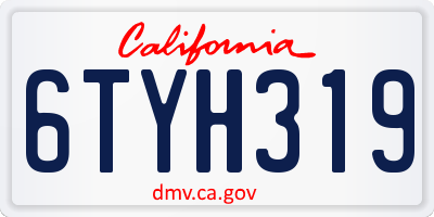CA license plate 6TYH319