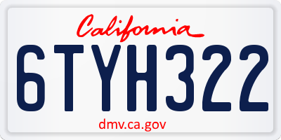 CA license plate 6TYH322