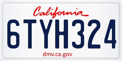 CA license plate 6TYH324