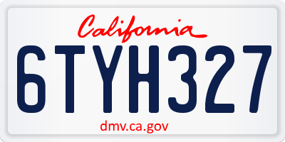 CA license plate 6TYH327