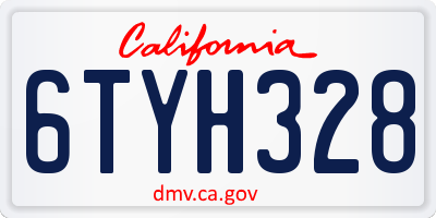 CA license plate 6TYH328