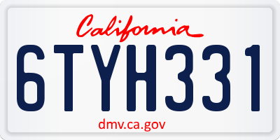 CA license plate 6TYH331