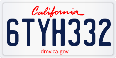 CA license plate 6TYH332