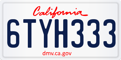 CA license plate 6TYH333