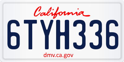 CA license plate 6TYH336