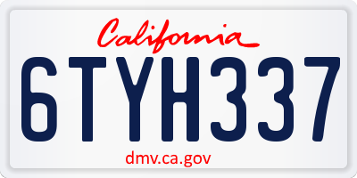 CA license plate 6TYH337