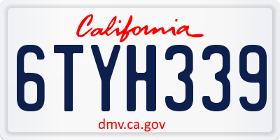 CA license plate 6TYH339