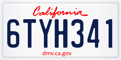 CA license plate 6TYH341