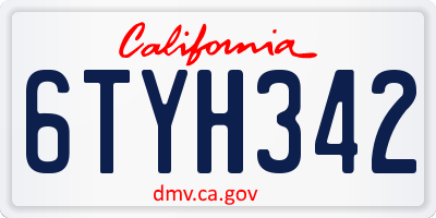 CA license plate 6TYH342