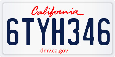 CA license plate 6TYH346