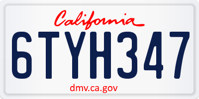 CA license plate 6TYH347