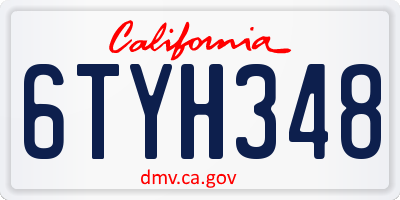 CA license plate 6TYH348