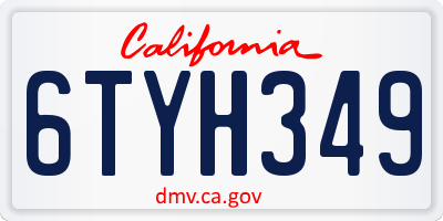 CA license plate 6TYH349