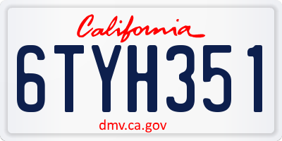 CA license plate 6TYH351