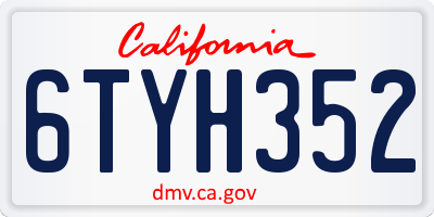 CA license plate 6TYH352