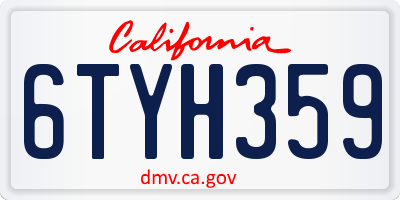 CA license plate 6TYH359