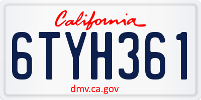 CA license plate 6TYH361