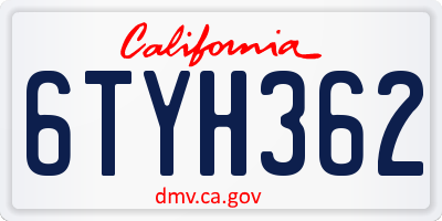 CA license plate 6TYH362