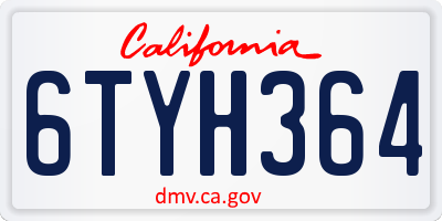 CA license plate 6TYH364