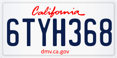 CA license plate 6TYH368