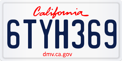 CA license plate 6TYH369