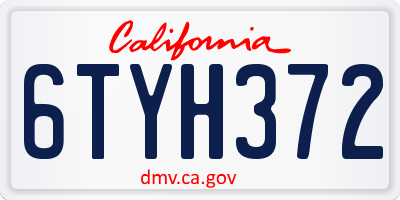 CA license plate 6TYH372