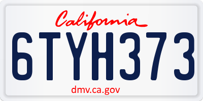 CA license plate 6TYH373