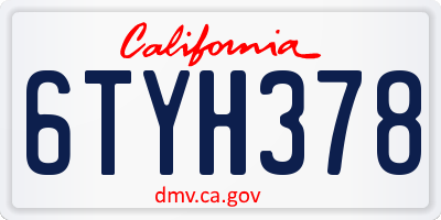 CA license plate 6TYH378