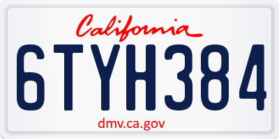CA license plate 6TYH384