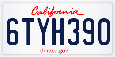CA license plate 6TYH390
