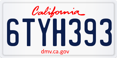 CA license plate 6TYH393