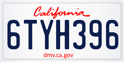 CA license plate 6TYH396