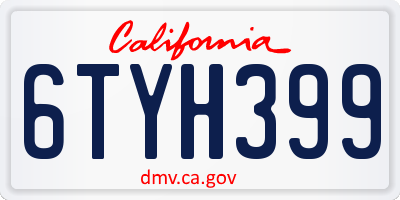 CA license plate 6TYH399