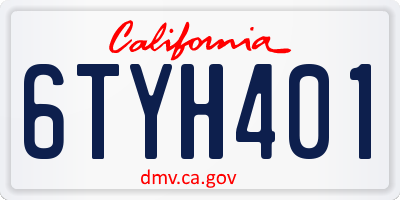 CA license plate 6TYH401