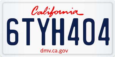 CA license plate 6TYH404