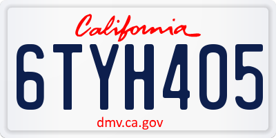 CA license plate 6TYH405