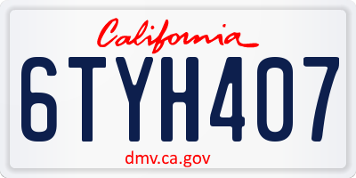 CA license plate 6TYH407