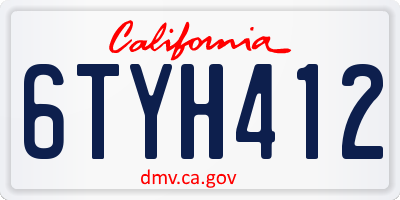 CA license plate 6TYH412