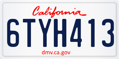 CA license plate 6TYH413